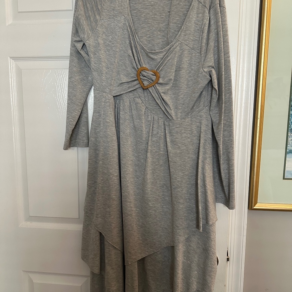 Gray waist cinched dress